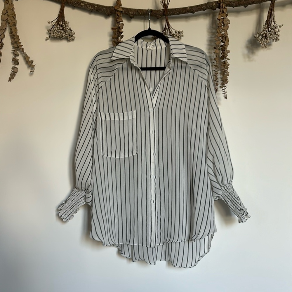 Women’s Lightweight Sheer Striped Top - Coverup